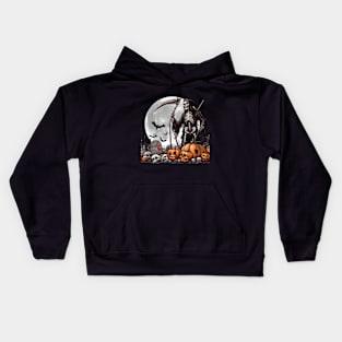 Skeleton on the cemetery HALLOWEEN Kids Hoodie